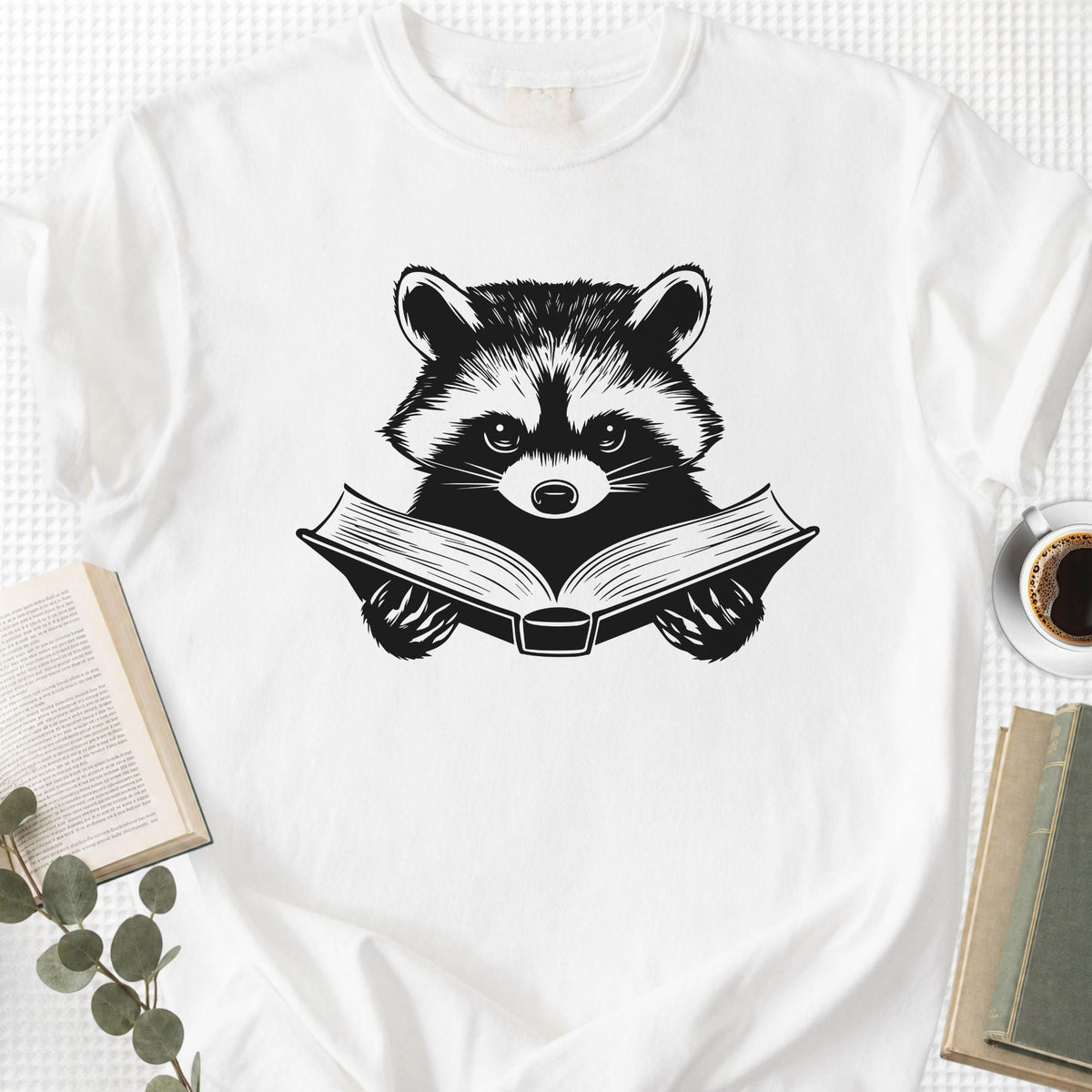 Raccoon Reading Book Unisex T-Shirt