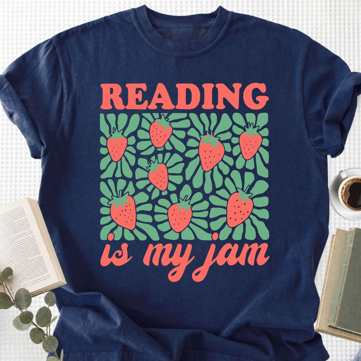Reading Is My Jam Strawberry Unisex T-Shirt, Book Lover Gift