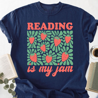 Reading Is My Jam Strawberry Unisex T-Shirt, Book Lover Gift