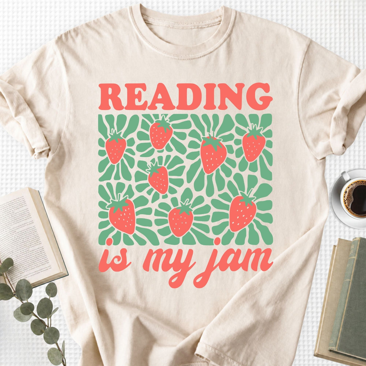 Reading Is My Jam Strawberry Unisex T-Shirt, Book Lover Gift