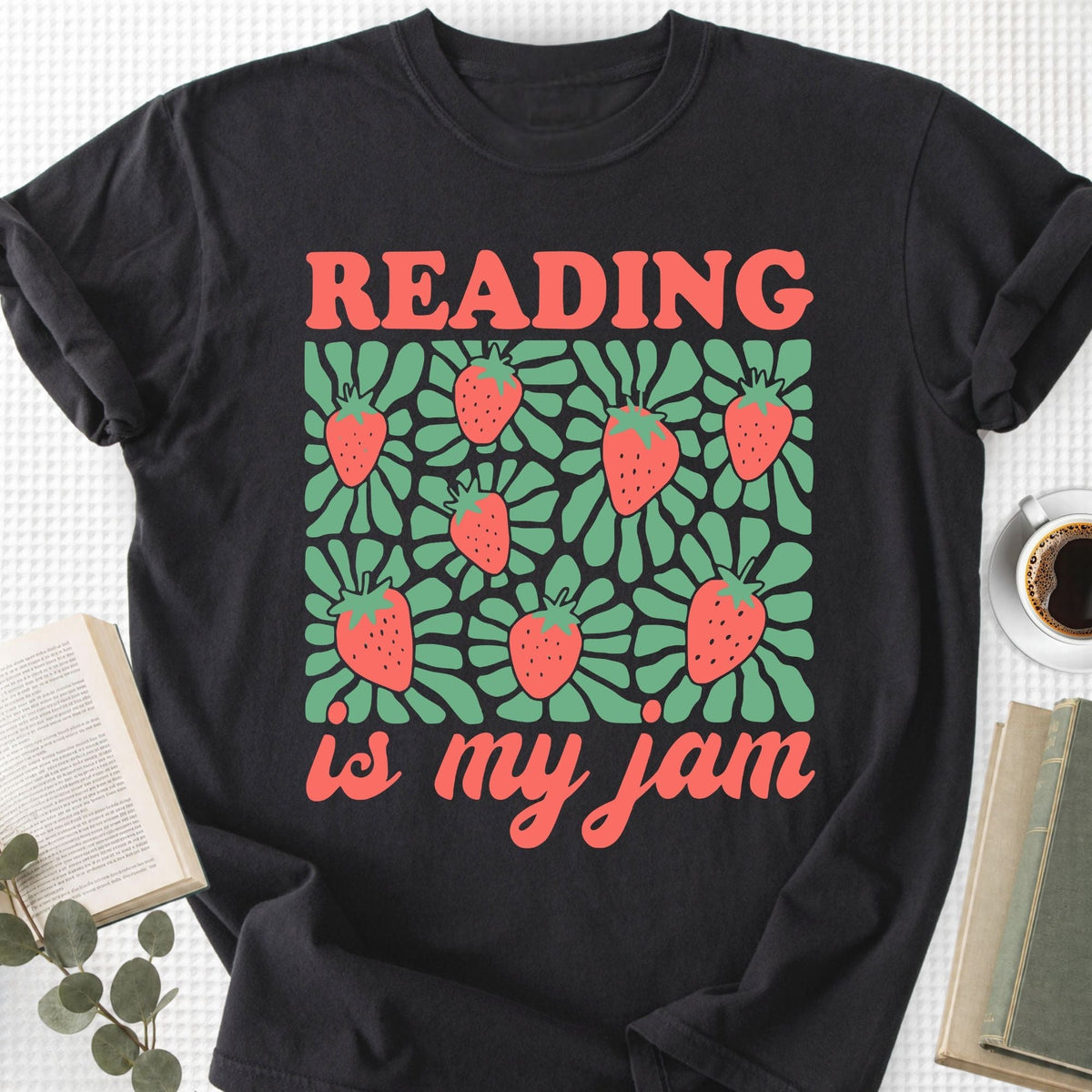 Reading Is My Jam Strawberry Unisex T-Shirt, Book Lover Gift