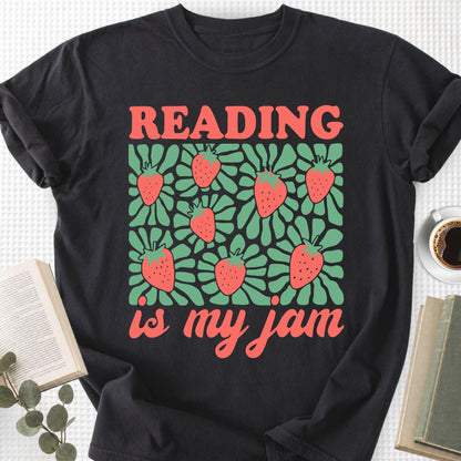 Reading Is My Jam Strawberry Unisex T-Shirt, Book Lover Gift