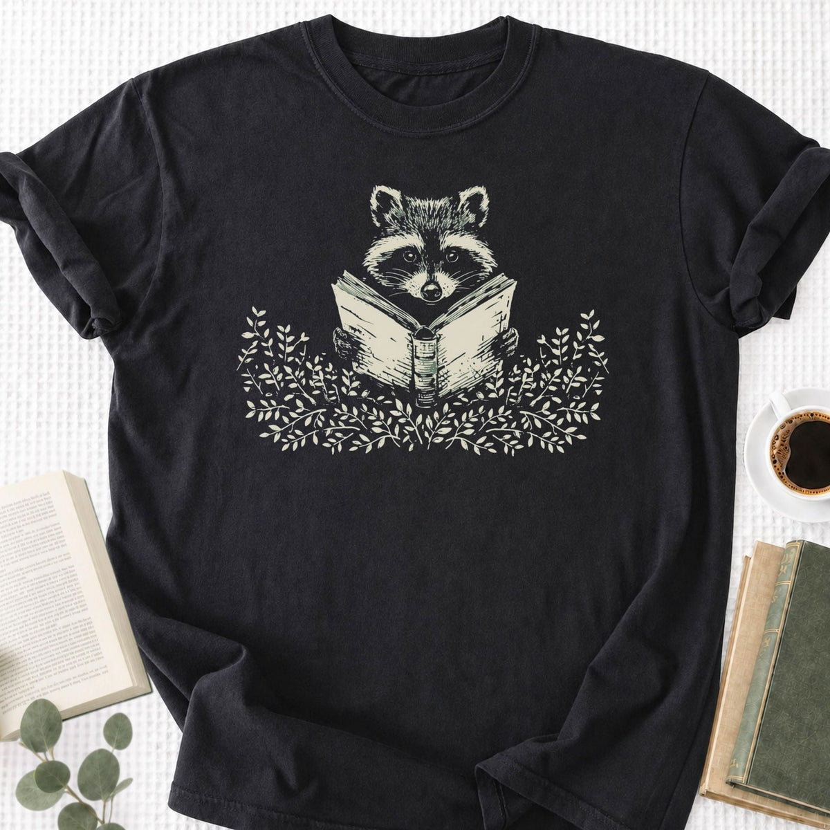 Reading Raccoon Unisex T-Shirt