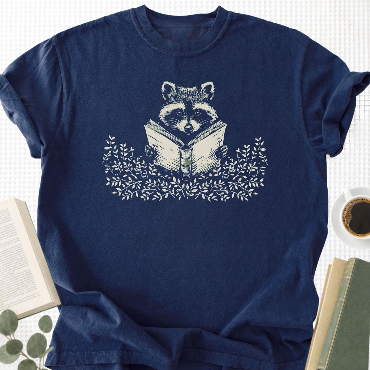 Reading Raccoon Unisex T-Shirt