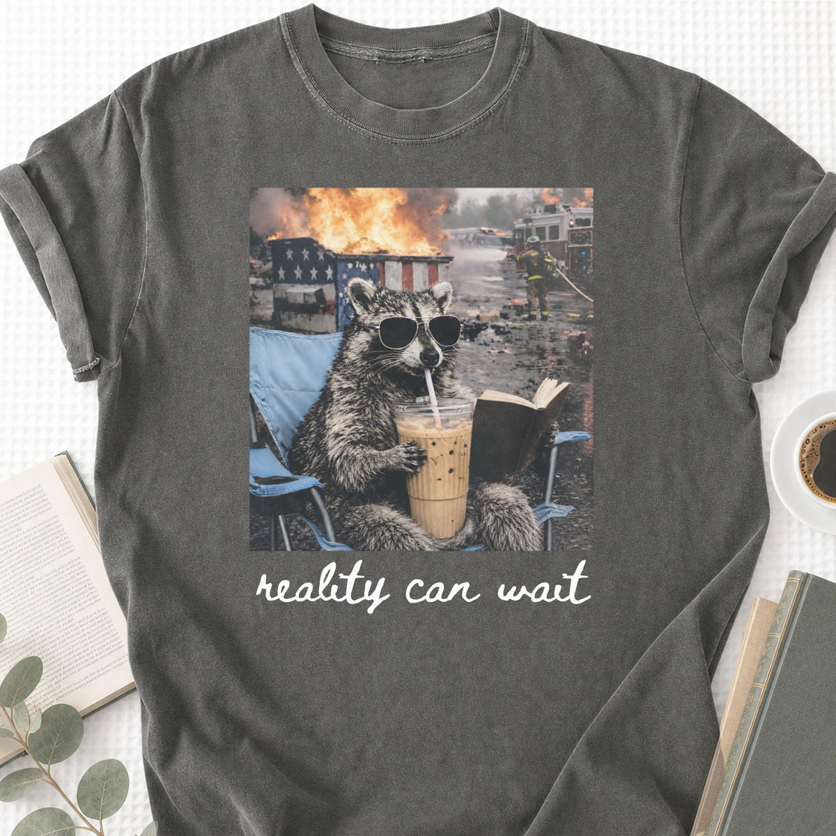 Reality Can Wait Raccoon Unisex T-Shirt