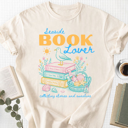 Seaside Book Lover Collecting Stories and Sunshine Unisex T-Shirt