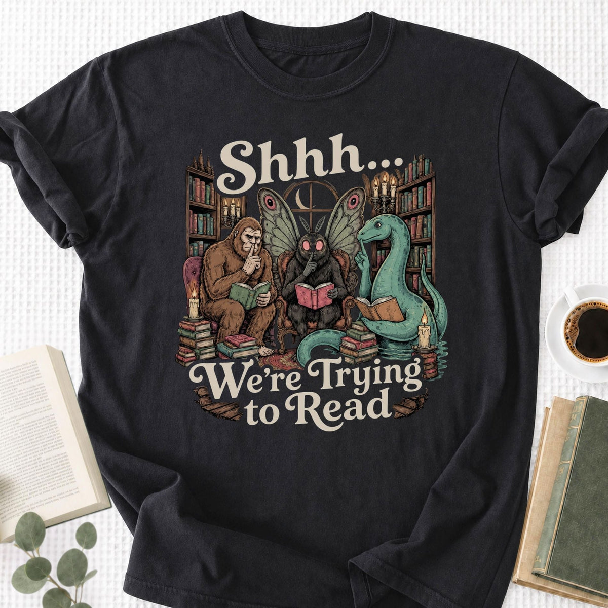 Shhh We're Trying to Read Cryptid Unisex T-Shirt