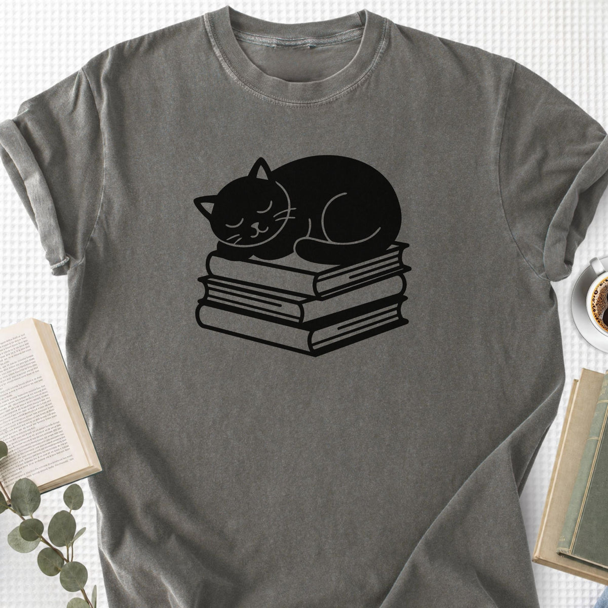 Sleeping Black Cat Books Unisex T-Shirt
