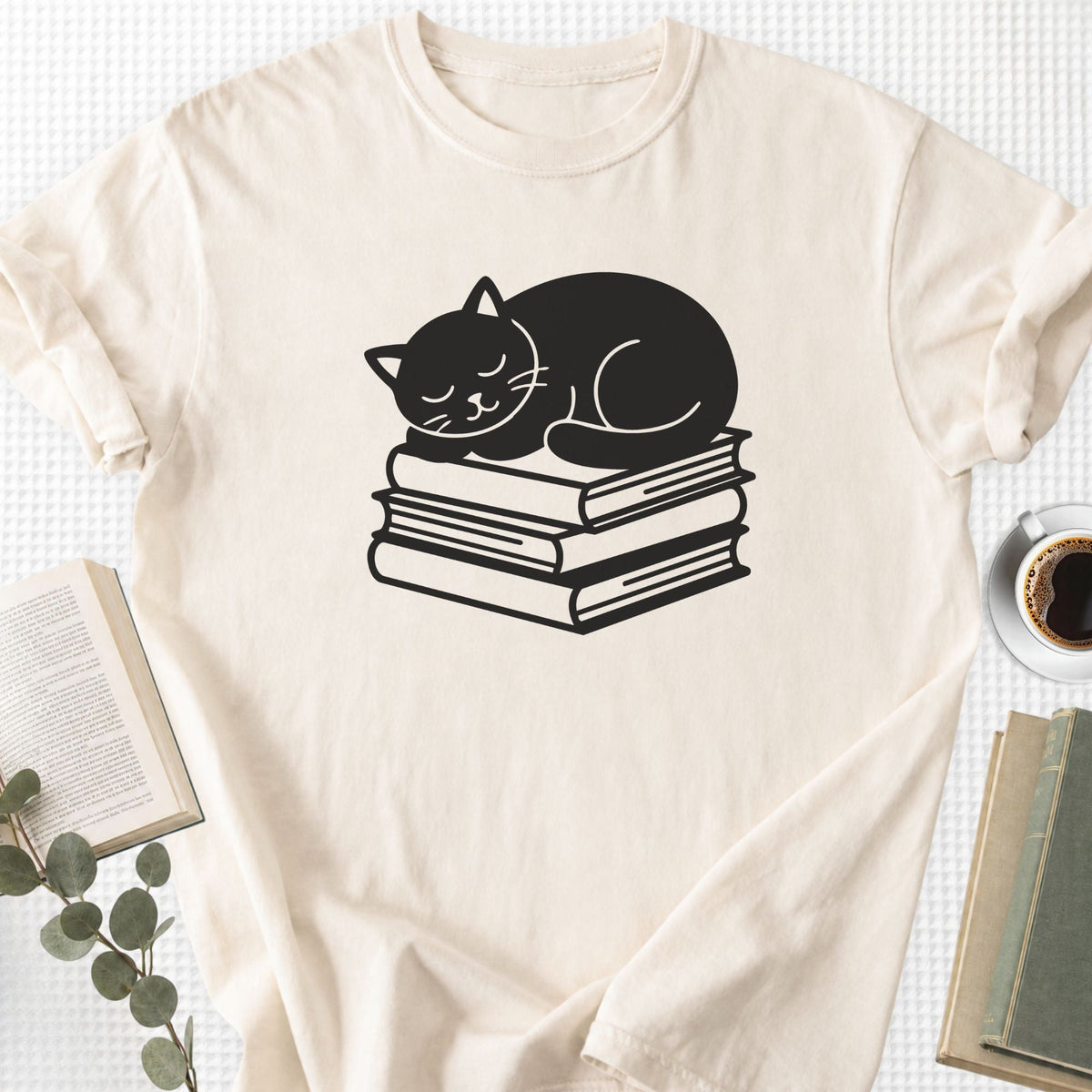 Sleeping Black Cat Books Unisex T-Shirt