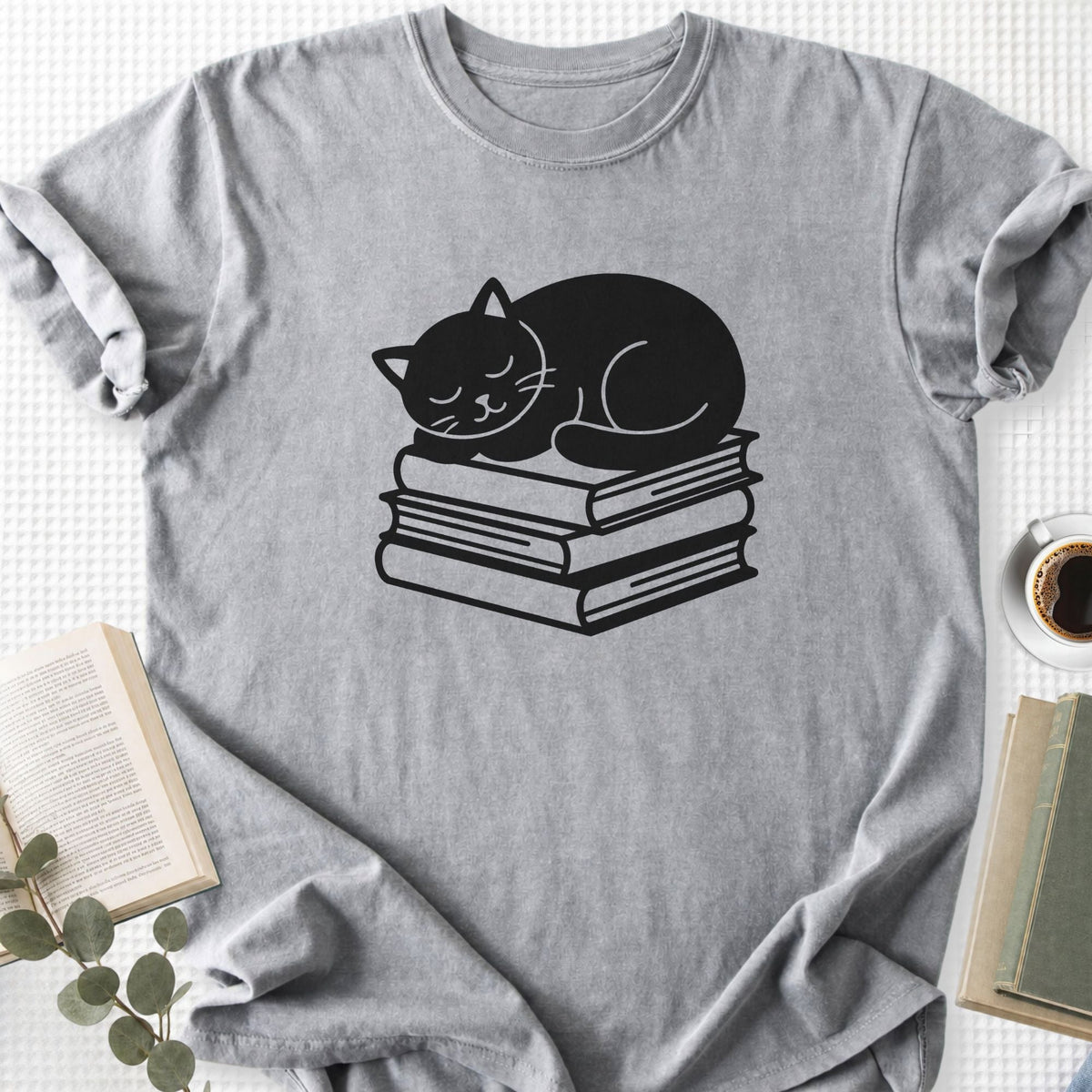 Sleeping Black Cat Books Unisex T-Shirt