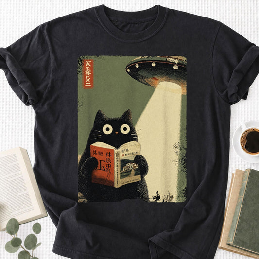 Vintage Japanese Cat UFO Abduction Unisex T-Shirt