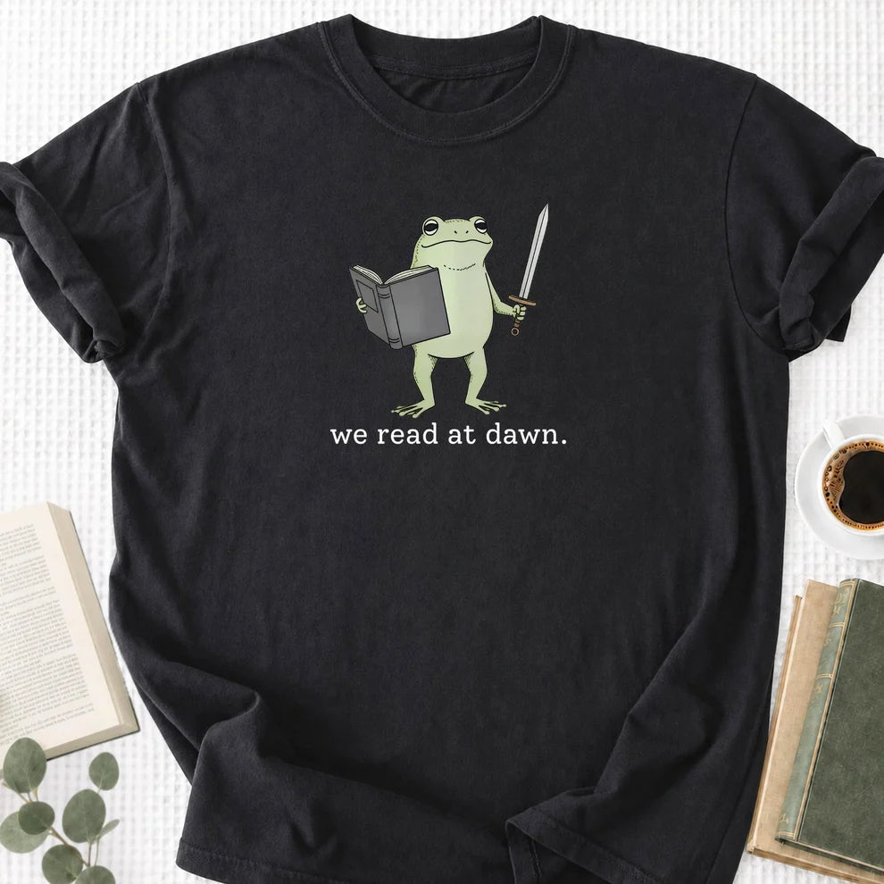 We Read At Dawn Frog Unisex T-Shirt, Funny Book Lover Shirt