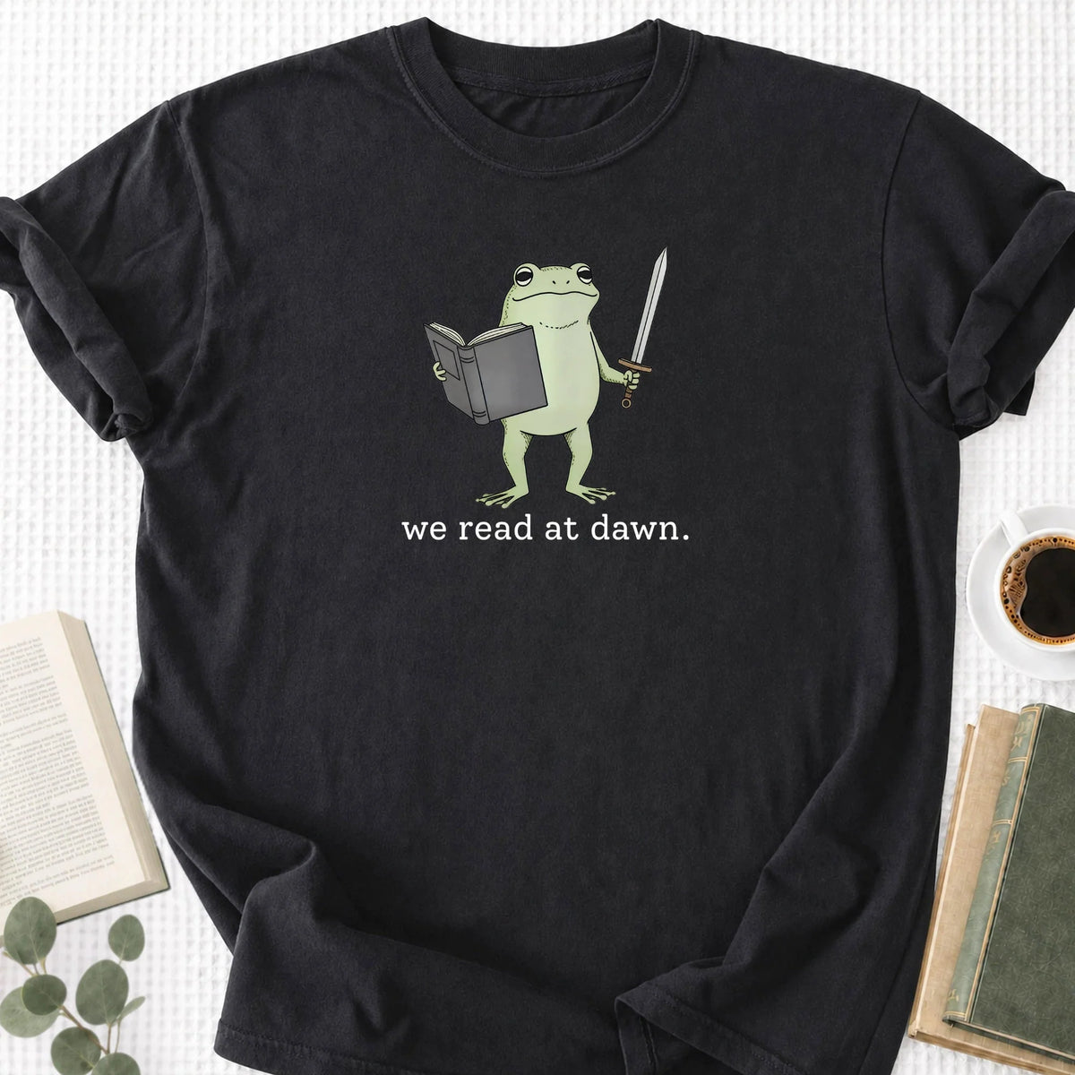 We Read At Dawn Frog Unisex T-Shirt, Funny Book Lover Shirt