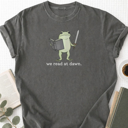 We Read At Dawn Frog Unisex T-Shirt, Funny Book Lover Shirt