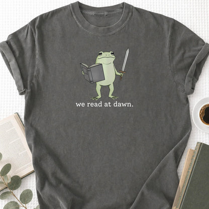We Read At Dawn Frog Unisex T-Shirt, Funny Book Lover Shirt