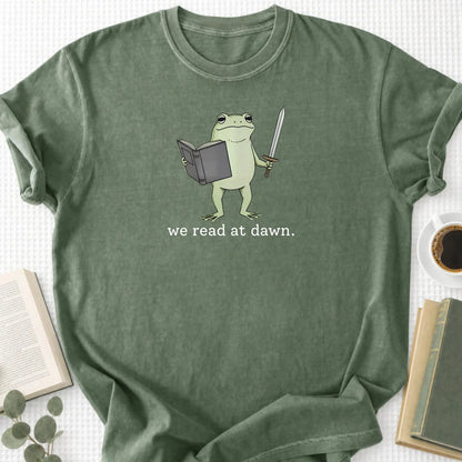 We Read At Dawn Frog Unisex T-Shirt, Funny Book Lover Shirt