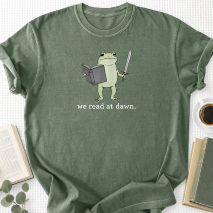 We Read At Dawn Frog Unisex T-Shirt, Funny Book Lover Shirt