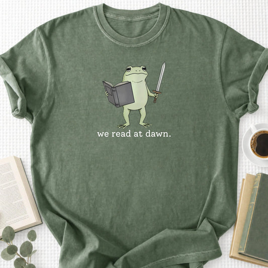 We Read At Dawn Frog Unisex T-Shirt, Funny Book Lover Shirt
