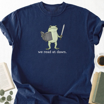 We Read At Dawn Frog Unisex T-Shirt, Funny Book Lover Shirt