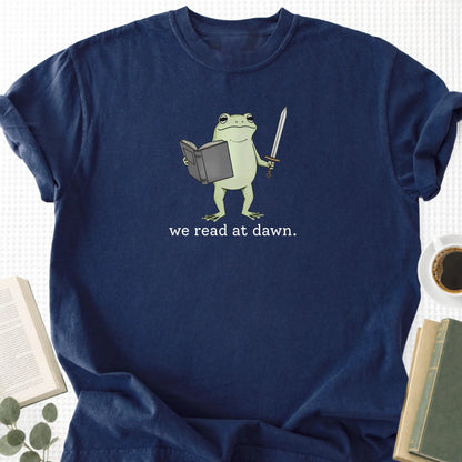 We Read At Dawn Frog Unisex T-Shirt, Funny Book Lover Shirt
