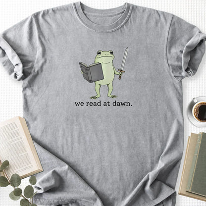 We Read At Dawn Frog Unisex T-Shirt, Funny Book Lover Shirt