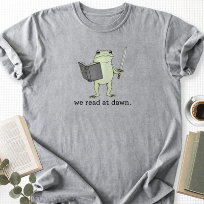 We Read At Dawn Frog Unisex T-Shirt, Funny Book Lover Shirt